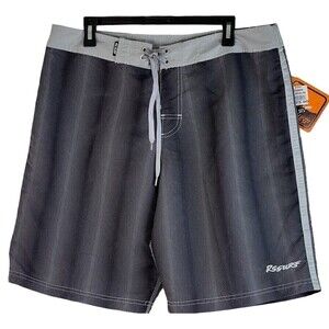 Raya Sun RS Surf Men's Swim Trunks Gray Black Drawstring Size 38 New with Tags